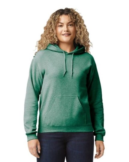 Buzo Adulto Unisex Capucha Verde Oscuro Deportivo Jaspe Gildan Ref. 18500